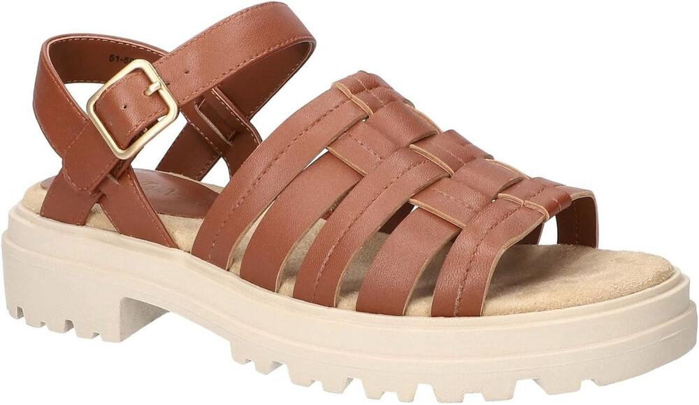 New In Box Bella Vita Women's Loni Flat Sandal, Dark Tan Leather, 9 X-Wide NIB